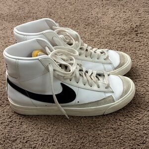 Nike White and Black High-Tops with Yellow Accent